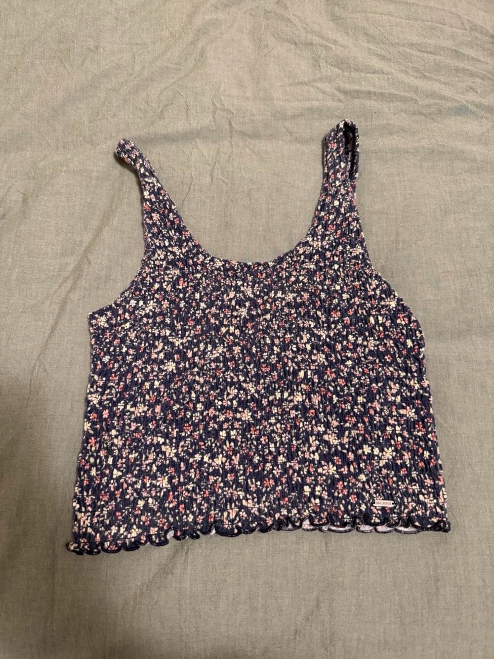 Smocked Navy Floral Tank Top - Women's Summer Crop